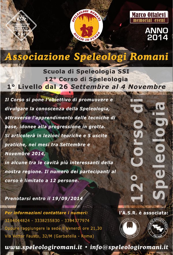 Corso Introduzione Speleologia n. 12 - Anno 2014