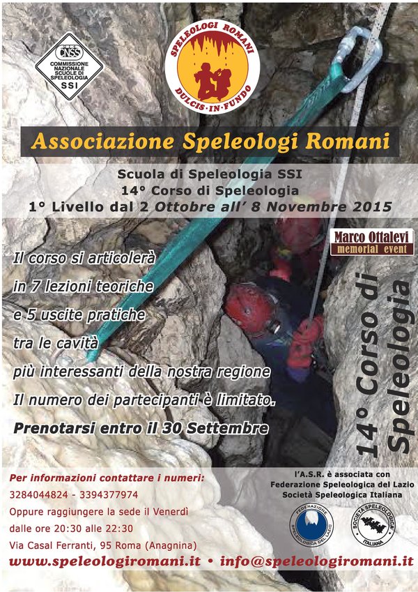 Corso Introduzione Speleologia n. 12 - Anno 2014